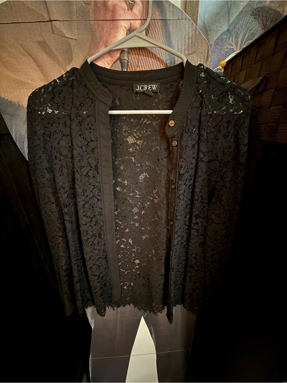 J. Crew Black Lace Open-Front Cardigan